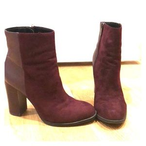 Burgundy Suede/Leather Booties